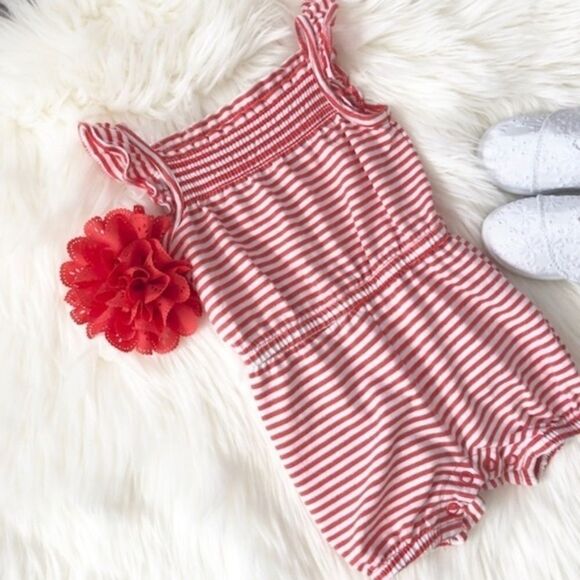 Cute Coral Striped Jumpsuit  - Picture 1 of 2